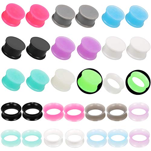 Juway Oveta Silicone Ear Plugs Gauge Plugs and Tunnles for Ear Plug Earrings for Men 00 Gauges(32PCS)