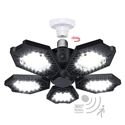 TANBABY Motion Sensor Garage Light, 150W Deformable LED Garage Light, Super Bright 15000LM Garage Lights with Motion, Ultra Bright Garage Lights Motion Activated LED Shop Light for Garage, Basement