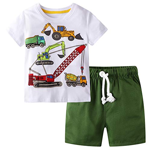 BIBNice Toddler Boy Clothes Kids Summer Cotton Clothing Sets Little Boys Outfits Forklift Size 4T