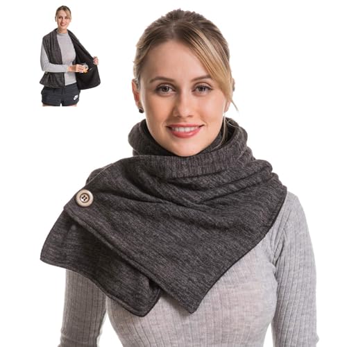 Travel Pocket Women Infinity Scarf - Black Women Men Convertible Zipper Hidden Button Winter Fall Scarf Travel, 2023 Mom Grandma Best Friend Sister Wife Girlfriend Christmas Christian Good Gift