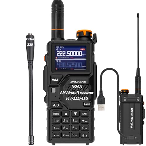 BAOFENG K5PLUS Tri-Band Ham Radio Long Range Walkie Talkies High Power Two-Way Radio with One Touch Frequency Finder Button, USB-C Charging, Color Large Screen Display, NOAA Weather, 999CH