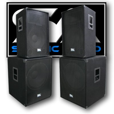 Pair of 15' PA DJ Speakers 18' SUBWOOFERS PRO Audio - Band, Bar, Wedding, Church