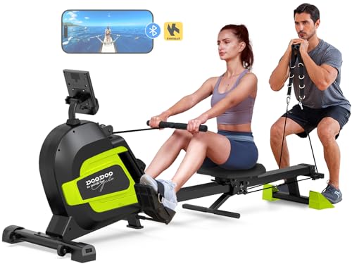 Rowing Machine,JKANGFIT Rowing Machines for Home Use with Arm Strength Training for Full Body Workout,Foldable Magnetic Rower with 14 Levels Resistance LCD Monitor Holder, Green