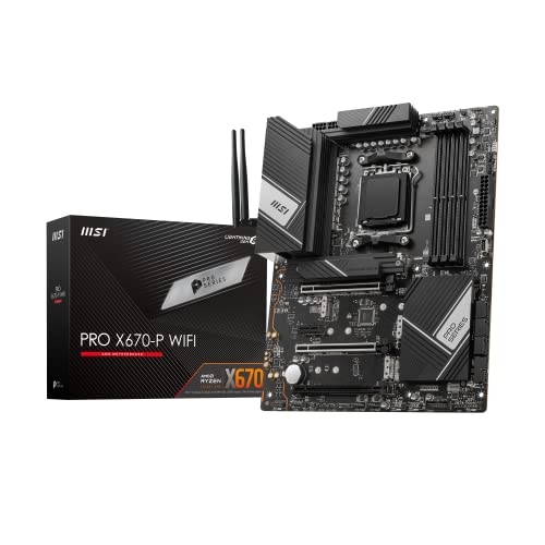 MSI PRO X670-P WiFi ProSeries Motherboard (AMD AM5, DDR5, PCIe 4.0, SATA 6Gb/s, M.2, USB 3.2 Gen 2, Wi-Fi 6E, HDMI/DP, ATX)