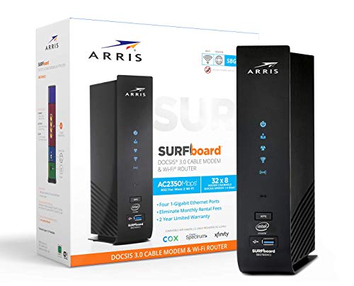 ARRIS Surfboard SBG7600AC2-RB DOCSIS 3.0 Cable Modem & AC2350 Wi-Fi Router , Approved for Comcast Xfinity, Cox, Charter Spectrum & more , Four 1 Gbps Ports , 800 Mbps Max Internet Speeds,- REFURBISHED