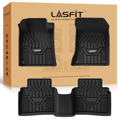 LASFIT Floor Mats for Nissan Altima 2024 2023 2022 2021 2020 2019, All Weather TPE Car Mats Custom Fit Floor Liners, 1st & 2nd Row, Black
