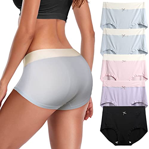 MOONSJONES Women Underwear Plus-size - Women Panties High Waisted Soft Breathable Full Coverage Ladies Briefs 5 Pack