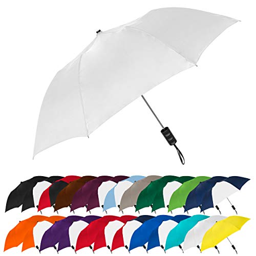 The Spectrum Popular Style 42' Automatic Open Windproof Travel Umbrella for Rain, Wind & Sun, Sturdy Lightweight Small Portable Folding Umbrella for Men and Women, White