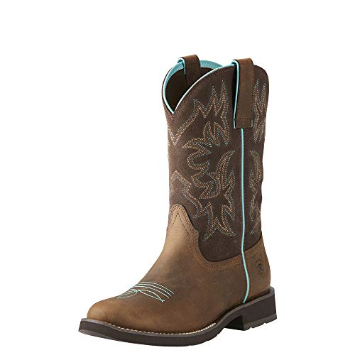 Ariat Womens Delilah Round Toe Western Boot Distressed Brown/Fudge 8.5