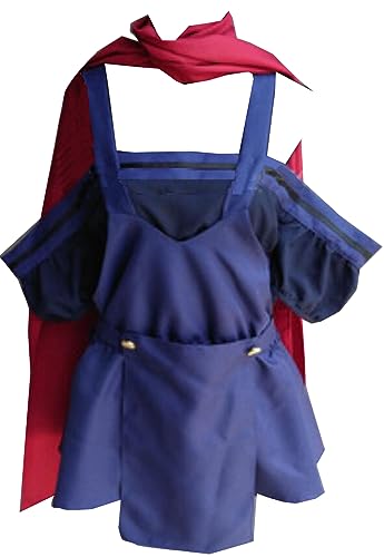 Nsoking Anime Womens Cosplay Adventure Elizabeth Costume Lolita Dress Scarf Gloves Halloween Uniform (Large, Blue)