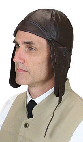 Historical Emporium Men's Leather Aviator Helmet L Brown