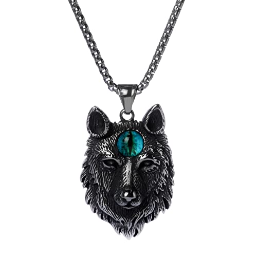 Viking Wolf Pendant Domineering Hip Hop Men's Trendy Personality Python Pendant Necklace Gift Jewelry(wolf)