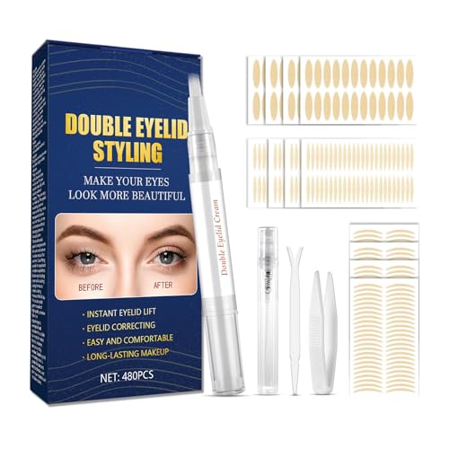 Phebo Eyelid Tape, 480pcs Eyelid Lifter Strips, Waterproof Double Eyelid Tape,Lids by Design Eyelid Strips, Double Eyelid Tape Suitable for Uneven or Monolids, Say Goodbye to Hooded, Droopy Lids