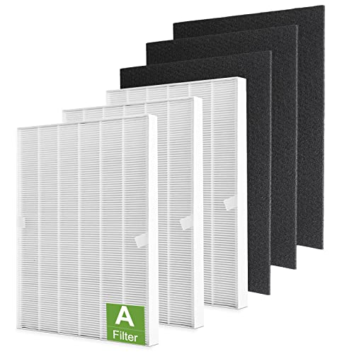 115115 Replacement Filters A for Winix PlasmaWave C535, 5300-2, 6300-2, 5300, 6300, P300, AM90, 9000, 5000, 5000B, C909, 9800 Air Purifier, 3 Pack True HEPA Size 21 Filters 3 Pack Carbon Pre-Filters