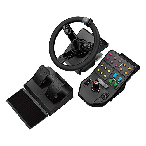 Logitech G Farm Simulator Heavy Equipment Bundle (2nd Generation), Steering Wheel Controller for Farm Simulation 22 (or Older), Pedals, Vehicle Side Panel Control Deck for PC