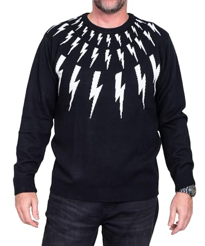 David Multiple Lightning Bolt Black Ugly Christmas Sweater