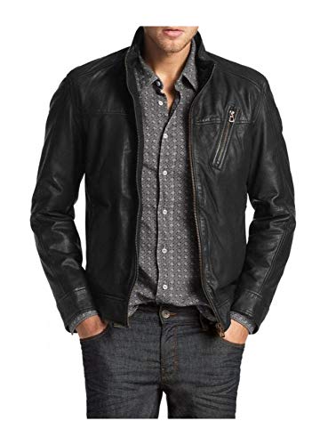 Laverapelle Men's Genuine Lambskin Leather Jacket (Black, Extra Small, Color Cotton Lining) - 1501210