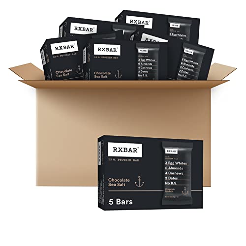 RXBAR Protein Bars, 12g Protein, Gluten Free Snacks, Chocolate Sea Salt (6 Boxes, 30 Bars)