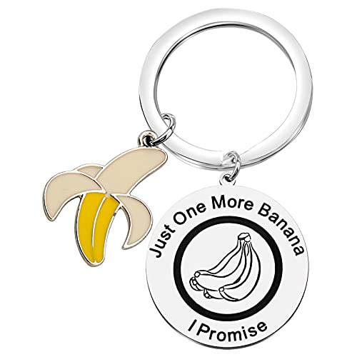 BEKECH Banana Lover Gift Just One More Banana I Promise Banana Charm Summer Fruit Themed Keychain for Fruit Lovers (silver)
