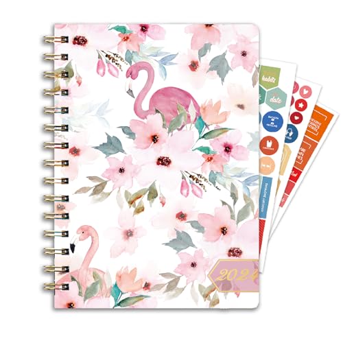 Ymumuda 2024 Planner, 12-Month Weekly Monthly Planner from JAN.2024 to DEC.2024, 8.4' X 6', Spiral Planner Notebook with Stickers, Elastic Closure, Inner Pocket, Sticky Index Tabs, Floral 13