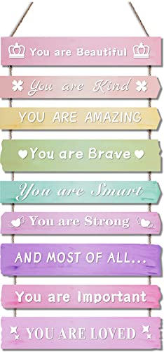 Pink Room Decor for Teen Girls Aesthetic, Cute Bedroom Wall Decor for Baby Girl, Boho Rainbow Wall Art Signs, Trendy Stuff Decorations for Kids Nursery Bed Room Dorm Classroom Bathroom