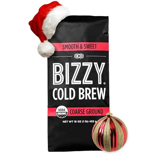 Bizzy Organic Cold Brew Coffee | Smooth & Sweet Blend | Coarse Ground Coffee | Micro Sifted | Specialty Grade | 100% Arabica | 1 LB