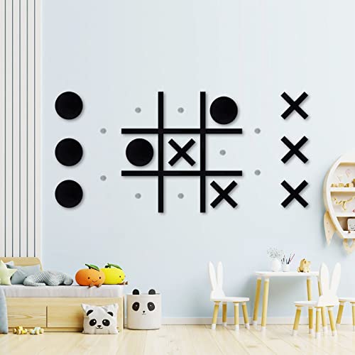 Magnetic Tic Tac Toe Wall-Mount Game, Game Room Decor,Kids&Adults Indoor Party Game,Modern Wall Decals for Kids Room,Playroom Decals,Classroom&Offices,Best Gift for Kids,Family, Friends (no Punching)