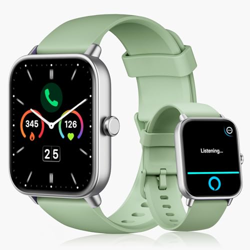 Smart Ring for Women (Alexa Built-in & Bluetooth Call), 1.8' Smartwatch with SpO2/Heart Rate/Sleep/Stress Monitor, Calorie/Step/Distance Counter, 100 Sport Modes, IP68 Fitness Watch for Android iOS