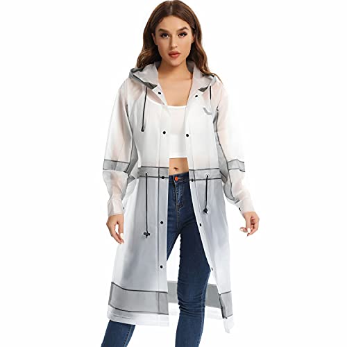 UNIQUEBELLA EVA Raincoat Waterproof Rain Poncho Reusable Unisex for Women Long Rain Cape