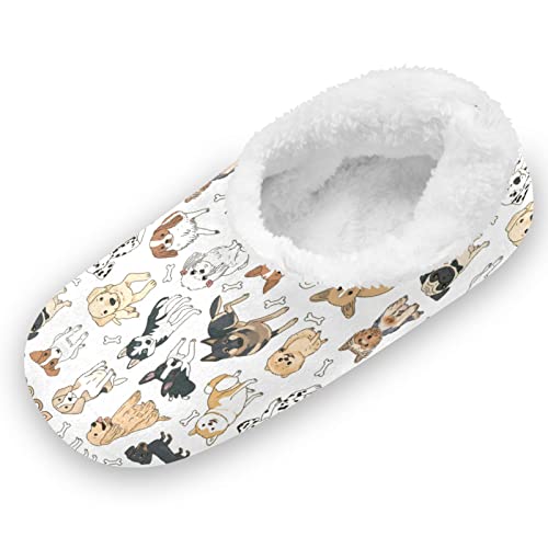 Boys Girls Toddler Slippers Cute Dog Home House Slippers Puppy Pet Animals Warm Fur Non Slip Plush Indoor Slipper Socks for Kids, S
