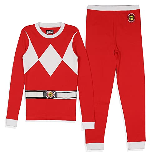 INTIMO Power Rangers Boys' Red Ranger Classic Character Costume Sleep Pajama Set (8)