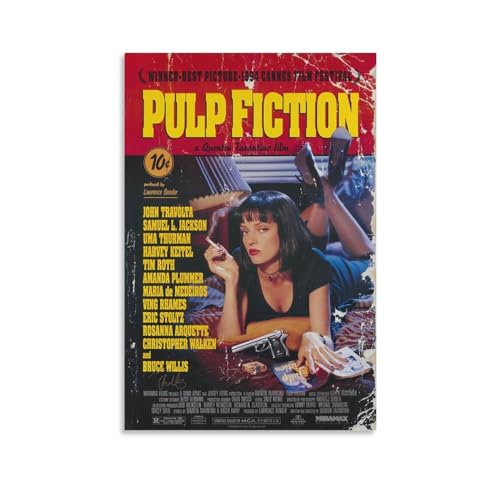 Pulp Fiction Movie Poster Wall Art Canvas Print Poster Home Bathroom Bedroom Office Living Room Decor Canvas Poster Unframed 12x18inch(30x45cm)