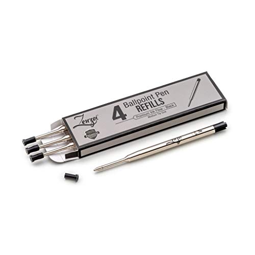 ZenZoi Black Ballpoint Ink Refills. Premium Medium Tip Gel Ball Point Pen Cartridges. Smooth, Consistent & Reliable Ink Flow for Superior Writing Performance