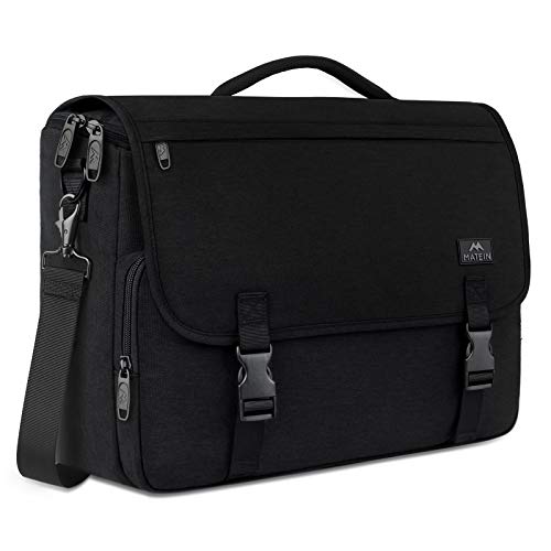 MATEIN Messenger Bag for Men, Briefcases Lightweight Men's Laptop Bag 15.6 inch Water Resistant Crossbody School Satchel Bags Computer Work Office Bag with Shoulder Strap, Black