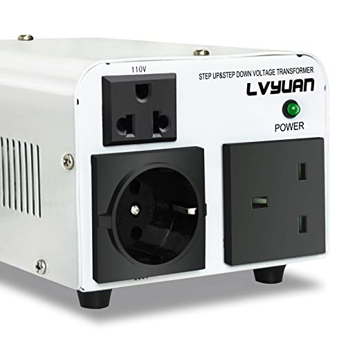 Yinleader 800w Voltage Converter Transformer Step Up 110/120V to 220/240V or Step Down 220/240V to 110/120V w/US/EU/UK Power Cord International Travel Adapter