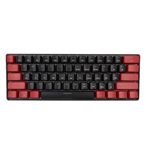 Mechanical Gaming Keyboard, RGB 61 Keys LED Blue Backlit USB Wired Ergonomic Keyboard with Blue Switch Waterproof Compact 60 Percent Keyboard for Windows Mac PC Laptop (Reddish