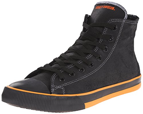 Harley-Davidson Footwear Men's Nathan Sneaker, BLK/Orange Vulcanized HI-TOP, 10