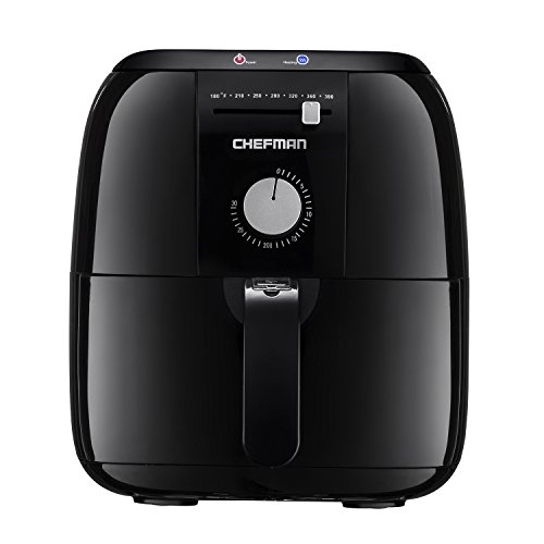 Chefman Express Fryer, Rapid Hot-Air Technology, Ultra Quiet, Includes Recipe Boo Book, Minimum Temperature 180°F to Maximum 390°F, Black-RJ38, 14.2' X 14.2' X 14', Black