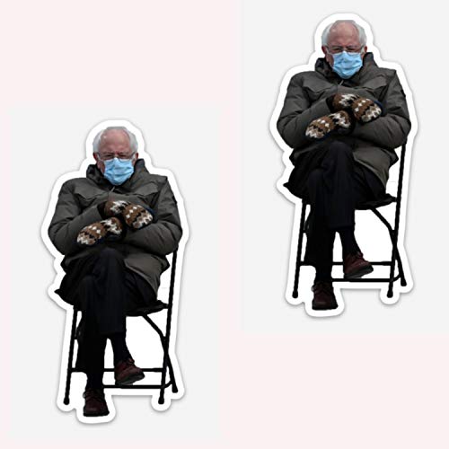 Bernie Sanders Mittens Sitting Inauguration Sticker Multi Pack- 3' by 1.5' Clear Background so You can Put Bernie Anywhere! Indoor Sticker - Make Your Own Real Life Funny Meme (2)