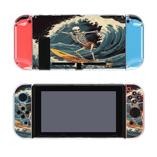 AoHanan Skeleton Surfing Wave Surfboard Switch Screen Protector Case Cover Full Accessories Switch Game Case Protection Skin for Switch Console and Joy-Cons