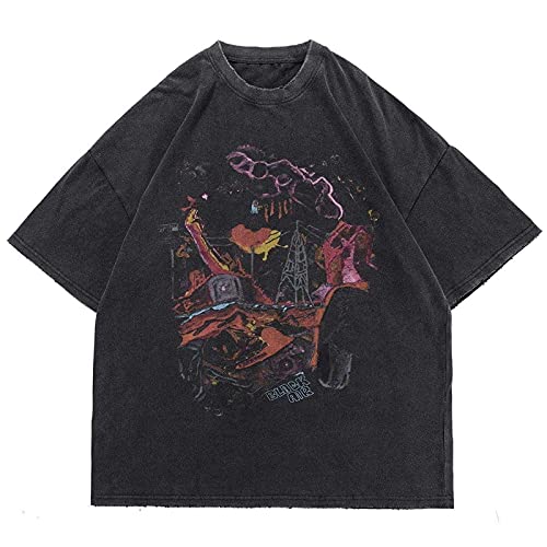 Aelfric Eden Mens Hipster Print Oversized Shirts Summer Loose Casual Tee T-Shirts Short Sleeve Hip-Hop Tops