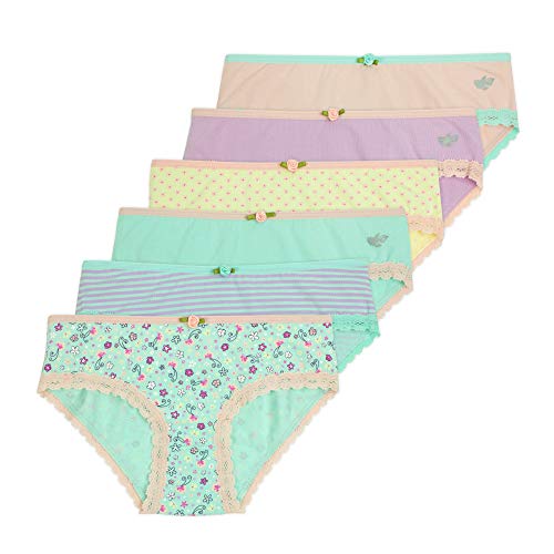 Lucky & Me | Ava Little Girls Bikini Underwear | Tagless | Soft Cotton Modal Spandex Blend | Colorful | 6-Pack (9/10 Years, Print)