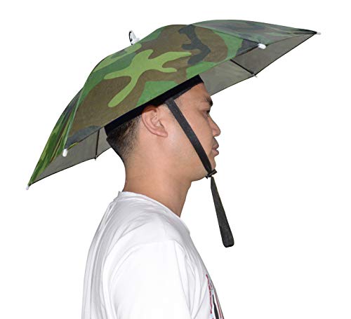 NEW-Vi Umbrella Hat, 25 inch Hands Free Umbrella Cap for Adults and Kids, Fishing Golf Gardening Sunshade Outdoor Headwear (Camouflage)