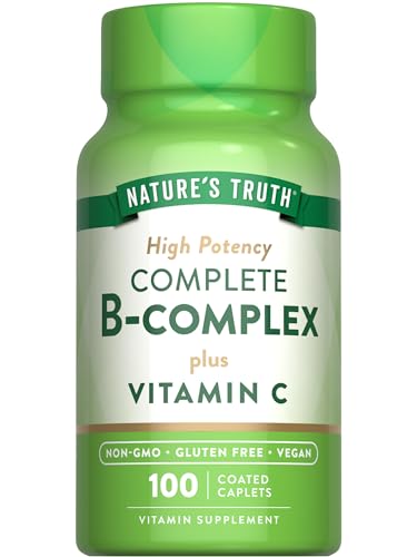 B Complex Vitamins Plus Vitamin C | 100 Caplets | Vegan, Non-GMO & Gluten Free | by Nature's Truth