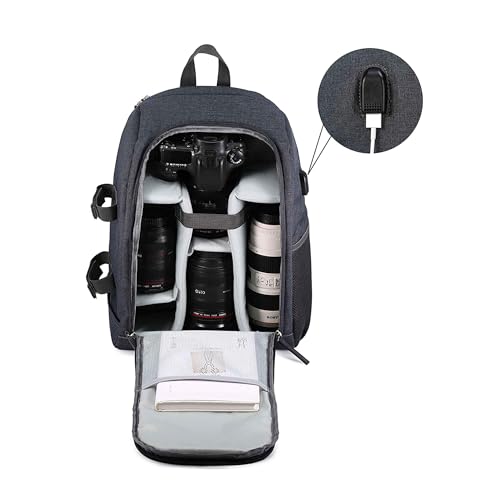 G-raphy Camera Backpack Professional Photography Backpack Waterproof Large Capacity with Laptop Compartment/Tripod Holder for DSLR SLR Cameras,Flashes Etc (Grey)
