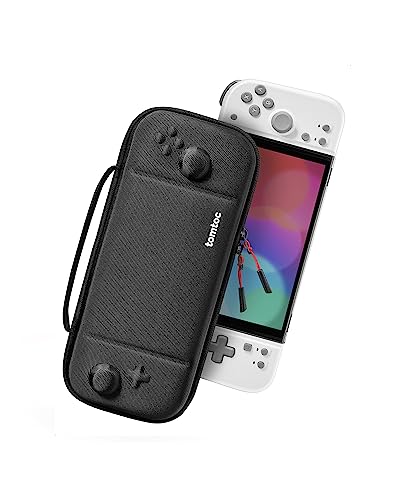 tomtoc Carrying Case for Hori Nintendo Switch Split Pad Compact, Hard Shell Protective Travel Bag with 10 Game Cartridges, Split Pad Fit Controllers case, Shockproof, Lightweight, Portable, Black