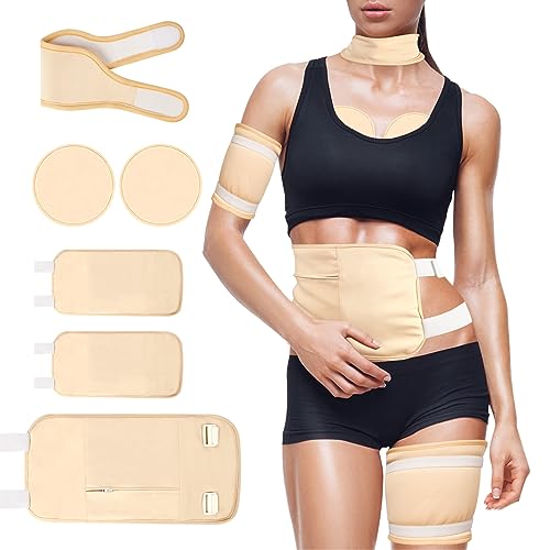 Castor Oil Pack Wrap for Women Gifts, 6 Pcs Reusable Organic Cotton Pack Kit for Neck Waist Chest Knee, Adjustable Elastic Strap Compress Packs for Liver Detox Insomnia Constipation and Inflammation