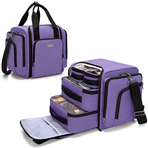 BAFASO Travel Makeup Bag with 4 Inner Removable Pouches, Multifunctional Cosmetic Bag Holds Makup/Toiletry/Hair Supplies (Patent Pending), Purple