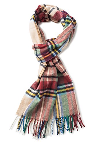 VERONZ Soft Classic Cashmere Feel Winter Scarf, Tan Plaid