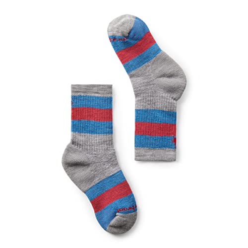 Smartwool Full Cushion Striped Crew Sock - Kids', Light Gray, M